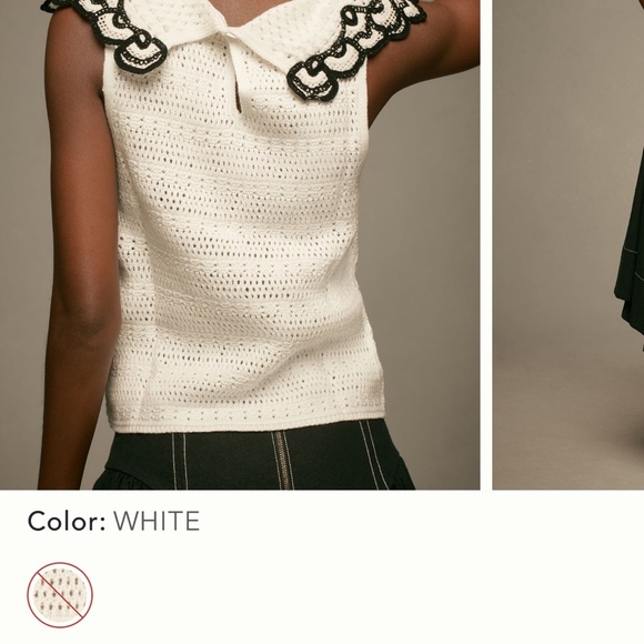 Anthropologie White Crochet Top with Black Accents. - Picture 2 of 6